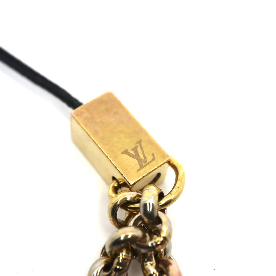 LOUIS VUITTON ルイヴィトン モノグラム フラワー チャーム ストラップ ゴールド金具 エナメル ピンク×グリーン バッグチャーム アクセサリー ヴィンテージ M5