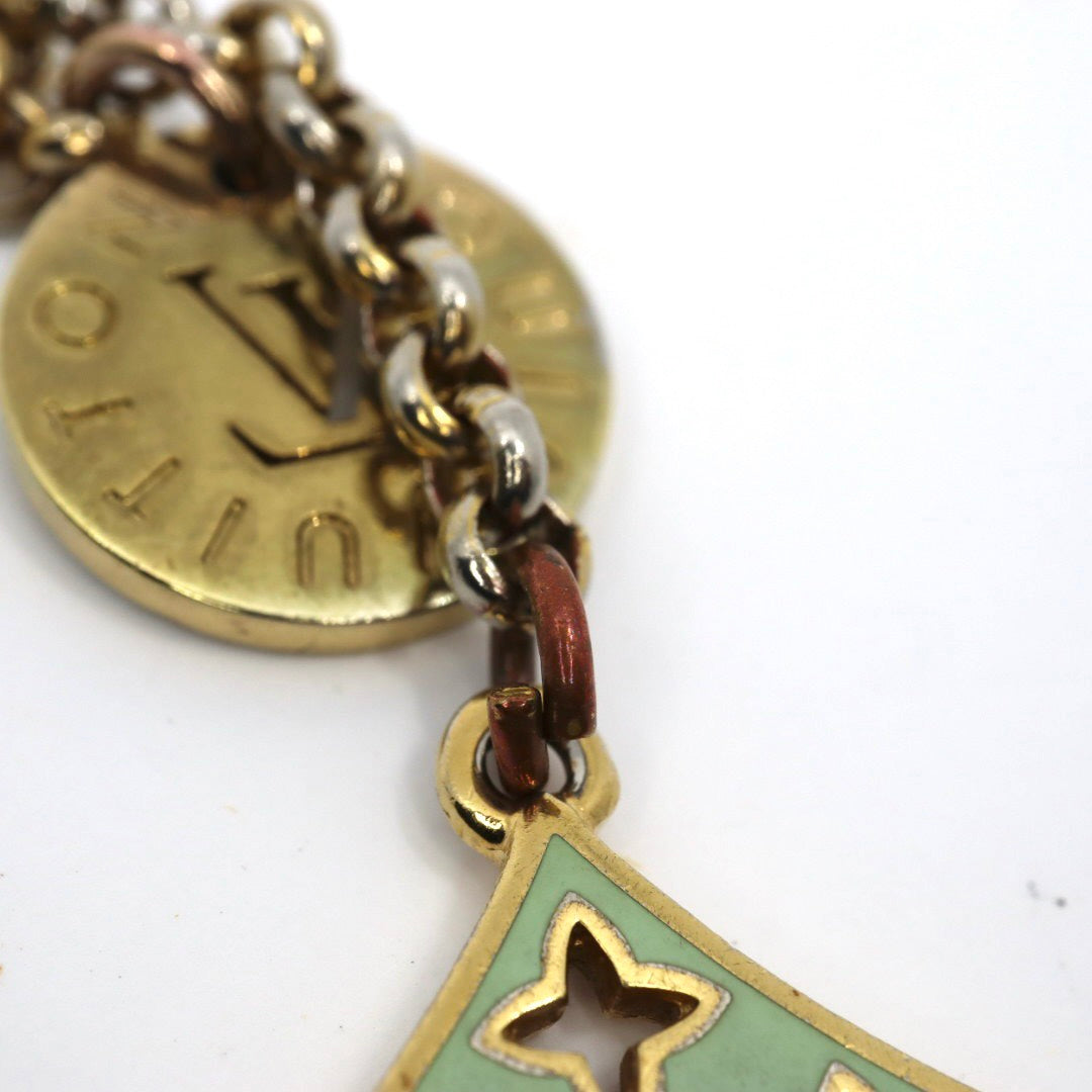 LOUIS VUITTON ルイヴィトン モノグラム フラワー チャーム ストラップ ゴールド金具 エナメル ピンク×グリーン バッグチャーム アクセサリー ヴィンテージ M5