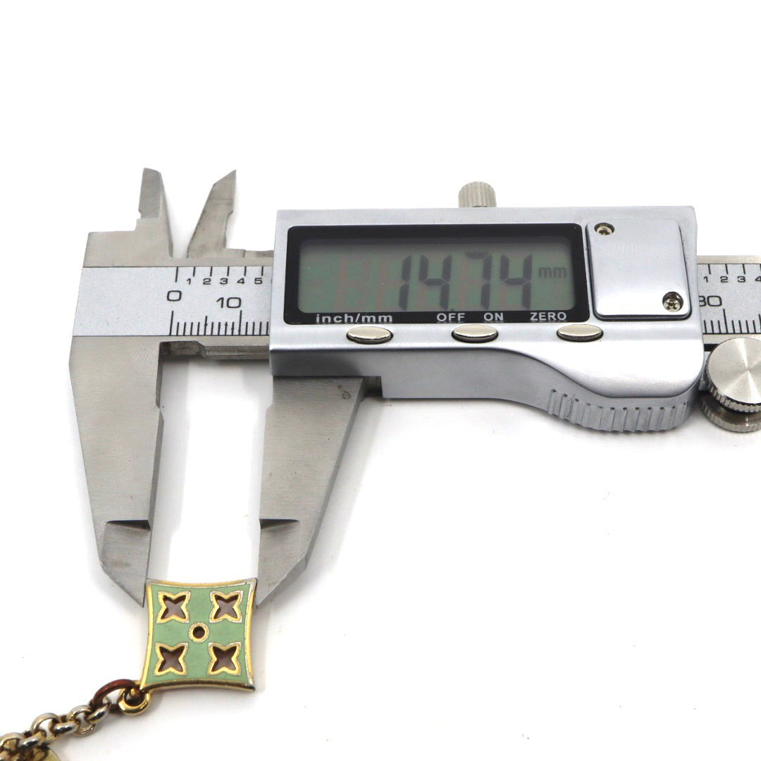 LOUIS VUITTON ルイヴィトン モノグラム フラワー チャーム ストラップ ゴールド金具 エナメル ピンク×グリーン バッグチャーム アクセサリー ヴィンテージ M5