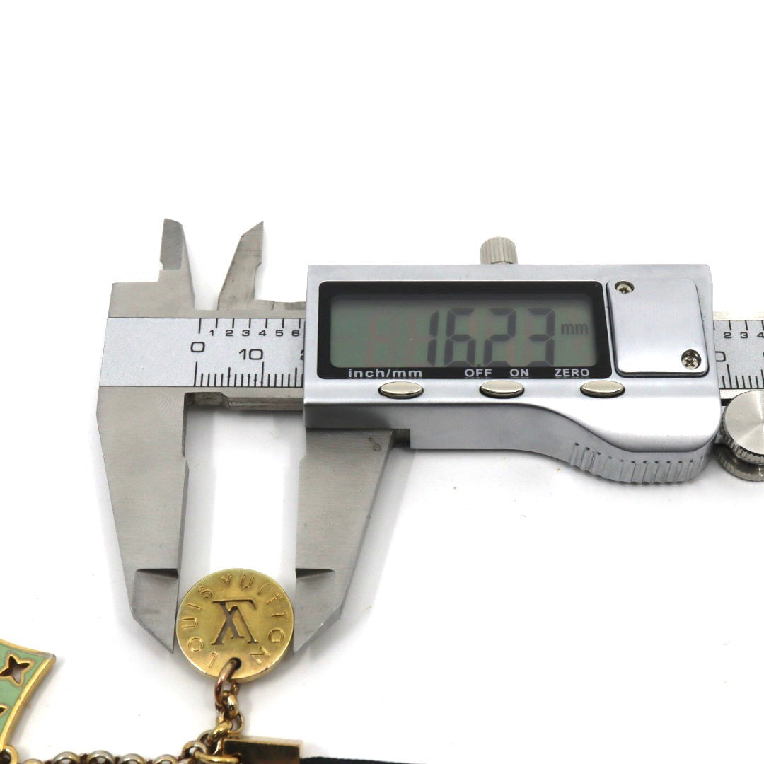 LOUIS VUITTON ルイヴィトン モノグラム フラワー チャーム ストラップ ゴールド金具 エナメル ピンク×グリーン バッグチャーム アクセサリー ヴィンテージ M5