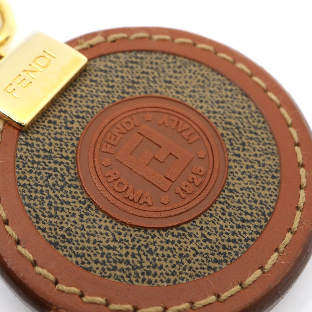 【美品】FENDI フェンディ ペカン キーホルダー キーケース PVC レザー ロゴ型押し ゴールド金具 ヴィンテージ 1980〜1990年代 イタリア製 レディース メンズ M5