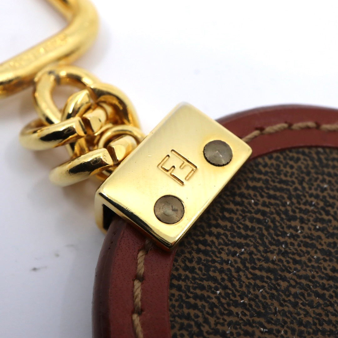 【美品】FENDI フェンディ ペカン キーホルダー キーケース PVC レザー ロゴ型押し ゴールド金具 ヴィンテージ 1980〜1990年代 イタリア製 レディース メンズ M5