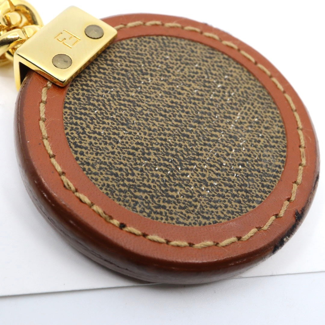 【美品】FENDI フェンディ ペカン キーホルダー キーケース PVC レザー ロゴ型押し ゴールド金具 ヴィンテージ 1980〜1990年代 イタリア製 レディース メンズ M5