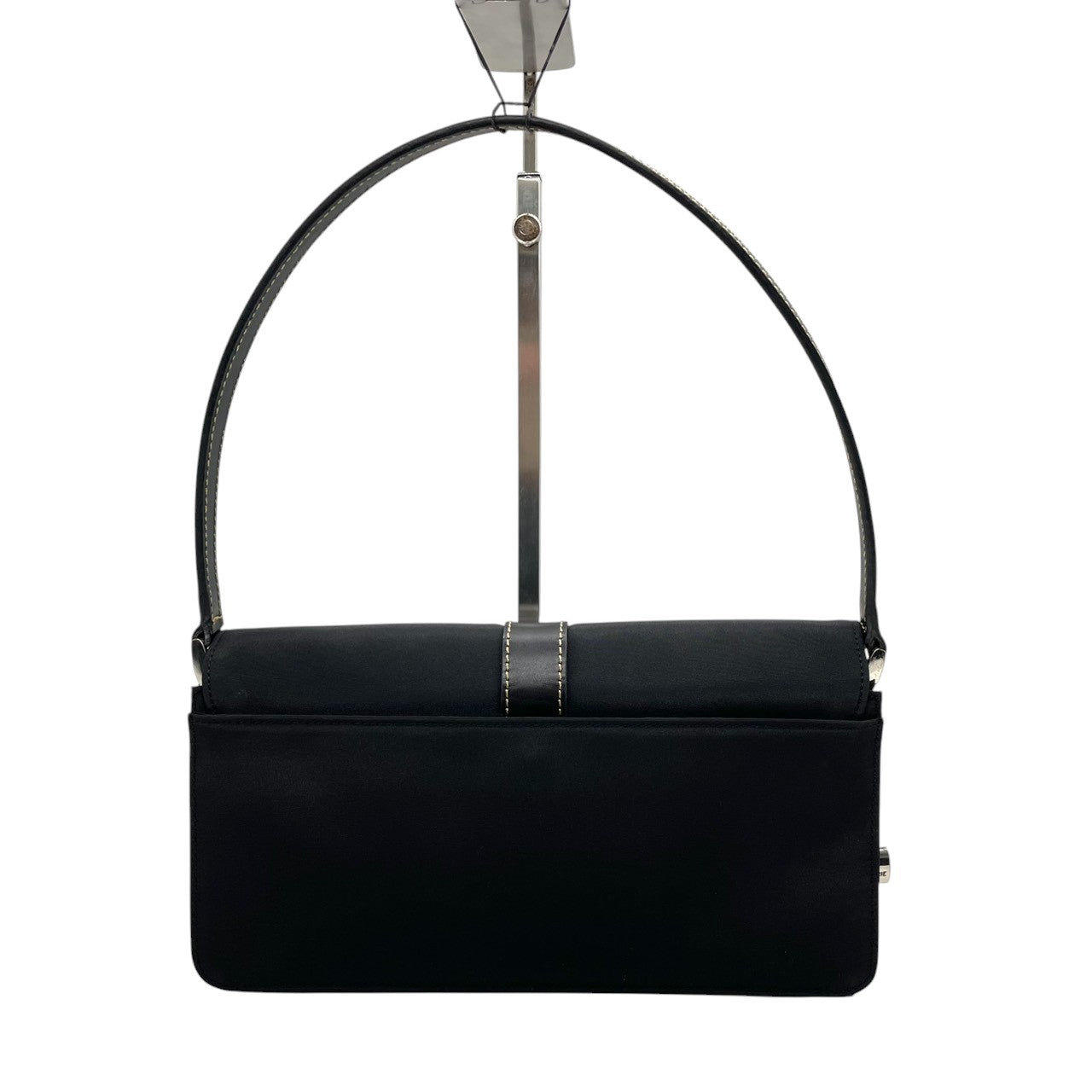 【未使用級／極美品】ラバガジェリー ターンロック ワンショルダー ハンドバッグ ナイロン レザー ブラック レディース 肩掛け可 フラップバッグ LA BAGAGERIE フォーマル エレガント フランス パリ 上品デザイン U1