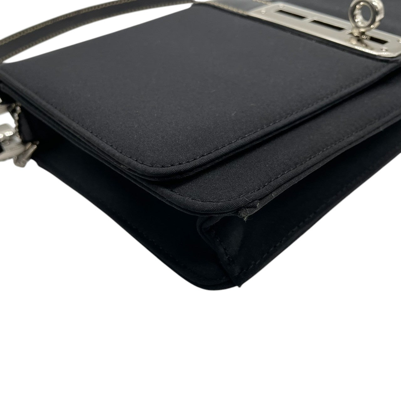 【未使用級／極美品】ラバガジェリー ターンロック ワンショルダー ハンドバッグ ナイロン レザー ブラック レディース 肩掛け可 フラップバッグ LA BAGAGERIE フォーマル エレガント フランス パリ 上品デザイン U1