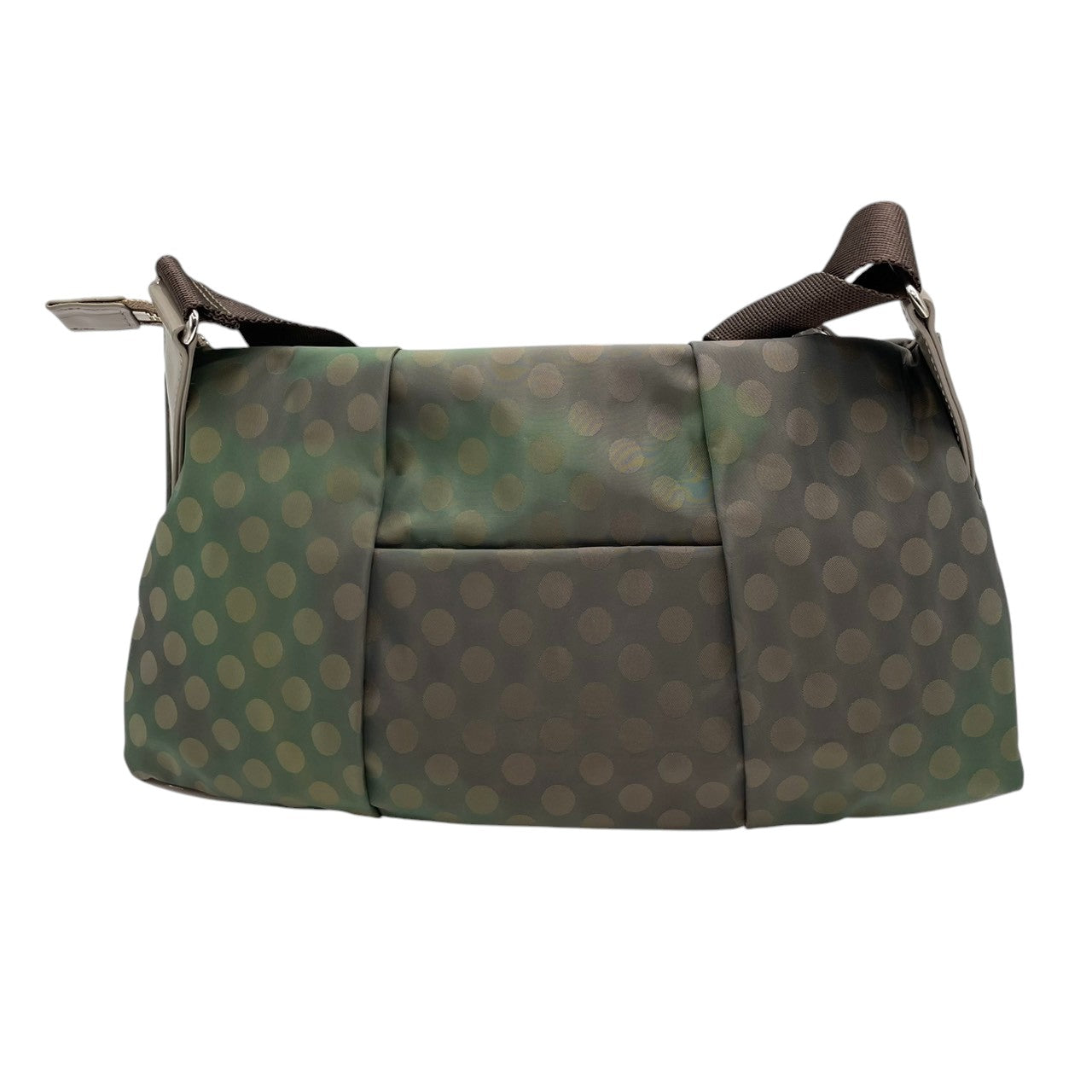 アニエスベーボヤージュ ショルダーバッグ ナイロン パテントレザー ドット柄 グレー カーキ レディース agnes b. VOYAGE 斜め掛け可 クロスボディ b.ロゴ 軽量 水玉模様 エレガント カジュアル U1