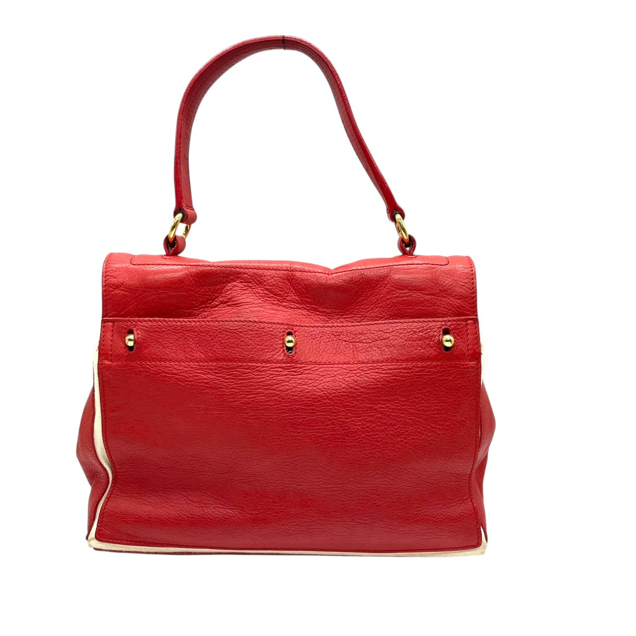 イヴサンローラン YSL ミューズトゥ Yves Saint Laurent ハンドバッグ ワンショルダー 自立可 トップハンドル フラップ レザー キャンバス レッド ホワイト バイカラー レディース エレガント クラシック vintage Y2K 00s C4