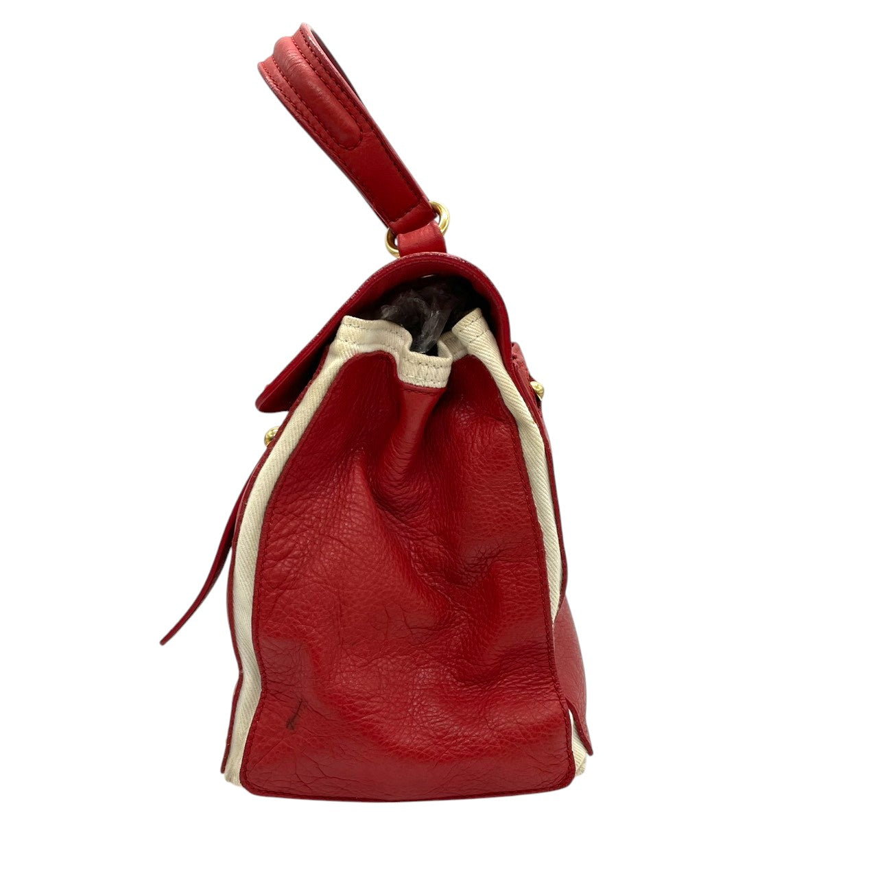 イヴサンローラン YSL ミューズトゥ Yves Saint Laurent ハンドバッグ ワンショルダー 自立可 トップハンドル フラップ レザー キャンバス レッド ホワイト バイカラー レディース エレガント クラシック vintage Y2K 00s C4