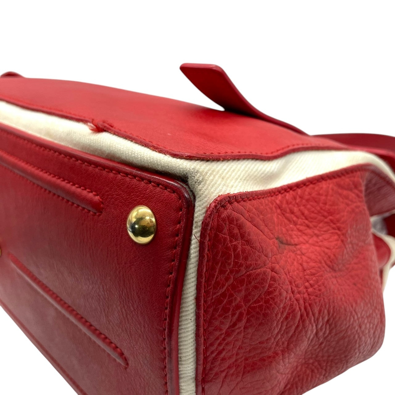 イヴサンローラン YSL ミューズトゥ Yves Saint Laurent ハンドバッグ ワンショルダー 自立可 トップハンドル フラップ レザー キャンバス レッド ホワイト バイカラー レディース エレガント クラシック vintage Y2K 00s C4