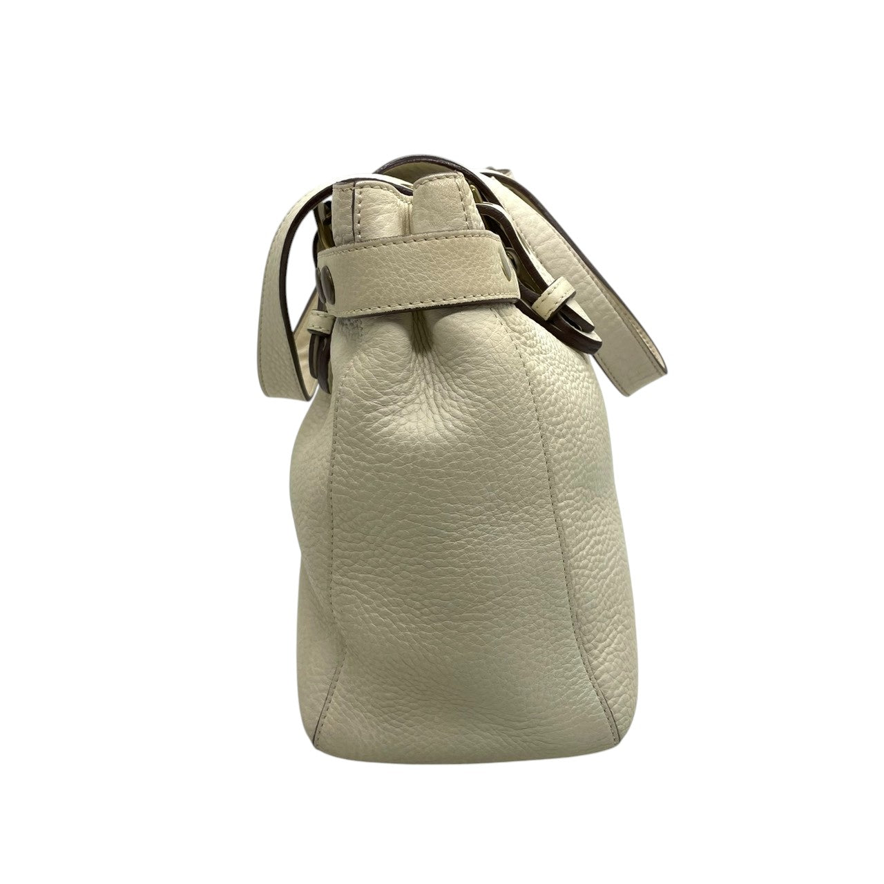 【良品】J&M DAVIDSON ジェイアンドエムデヴィッドソン ハンドバッグ トートバッグ レザー 本革 ホワイト 白 アイボリー ゴールド金具 ベルトデザイン 自立可 かばん 鞄 レディース スペイン製 カジュアル フォーマル メンテナンス済み U14