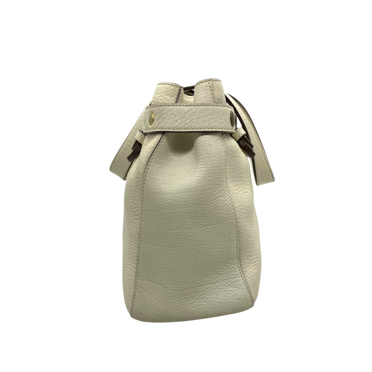 【良品】J&M DAVIDSON ジェイアンドエムデヴィッドソン ハンドバッグ トートバッグ レザー 本革 ホワイト 白 アイボリー ゴールド金具 ベルトデザイン 自立可 かばん 鞄 レディース スペイン製 カジュアル フォーマル メンテナンス済み U14