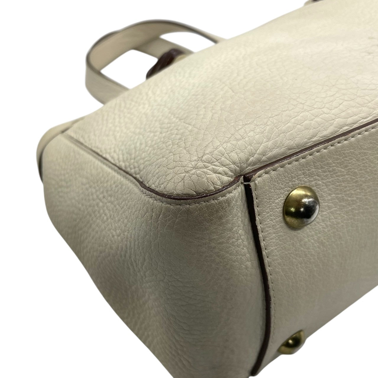 【良品】J&M DAVIDSON ジェイアンドエムデヴィッドソン ハンドバッグ トートバッグ レザー 本革 ホワイト 白 アイボリー ゴールド金具 ベルトデザイン 自立可 かばん 鞄 レディース スペイン製 カジュアル フォーマル メンテナンス済み U14