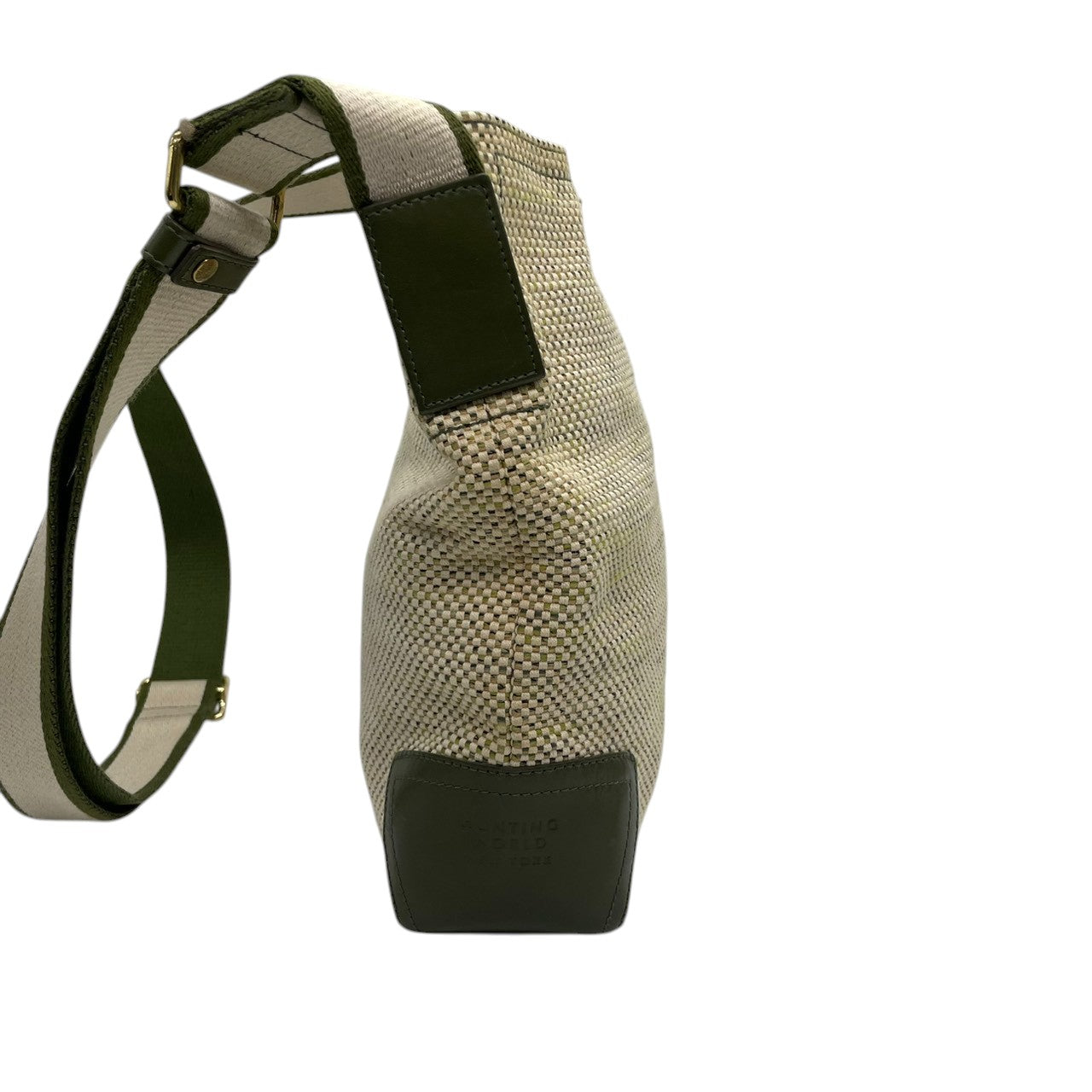 ハンティングワールド ヴィンテージ クラシック エレガント ドレスショルダーバッグ 斜め掛け可 グリーン キャンバス レザー ゴールド金具 大容量 ワンショルダー 上品 高級 人気 定番 旅行 U11