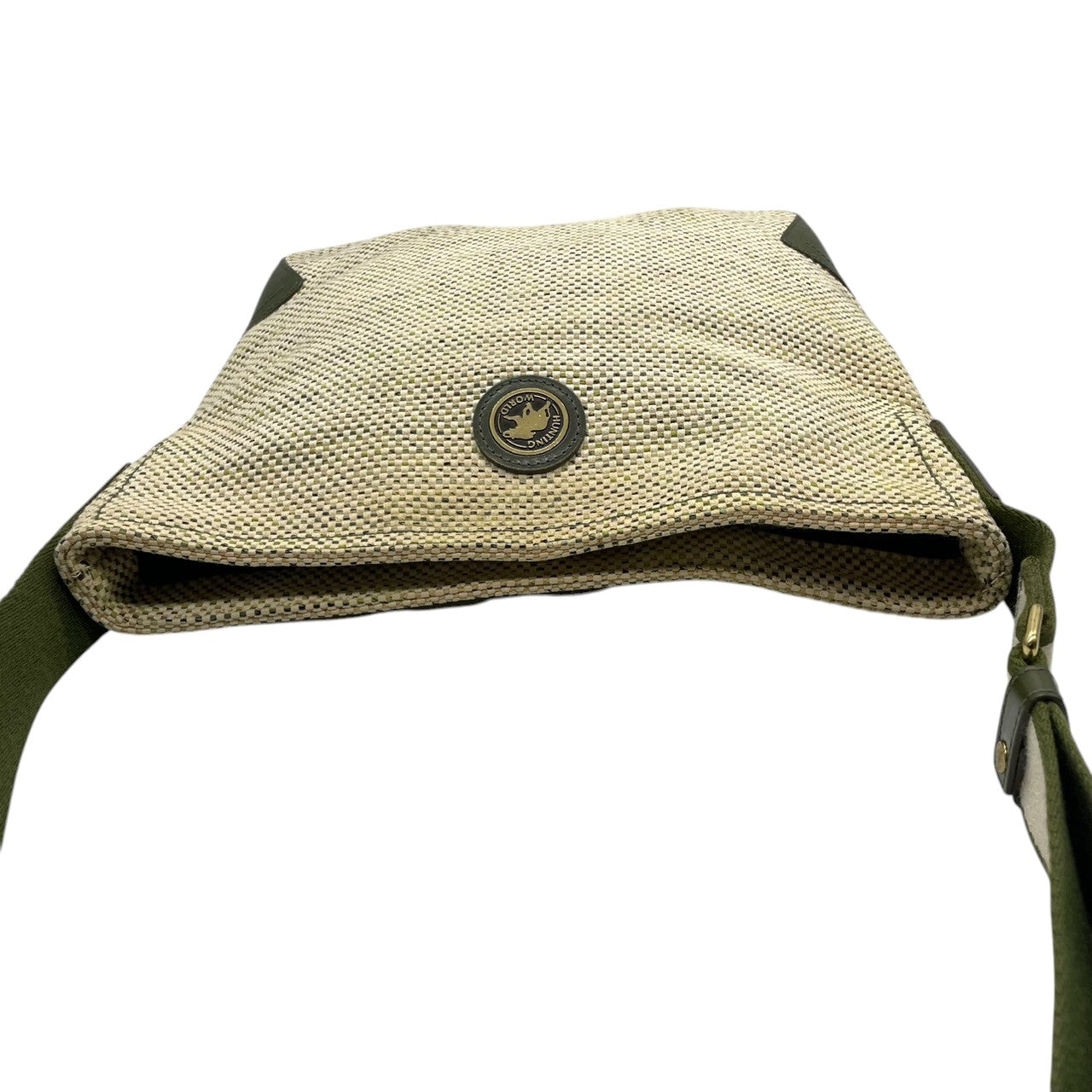 ハンティングワールド ヴィンテージ クラシック エレガント ドレスショルダーバッグ 斜め掛け可 グリーン キャンバス レザー ゴールド金具 大容量 ワンショルダー 上品 高級 人気 定番 旅行 U11