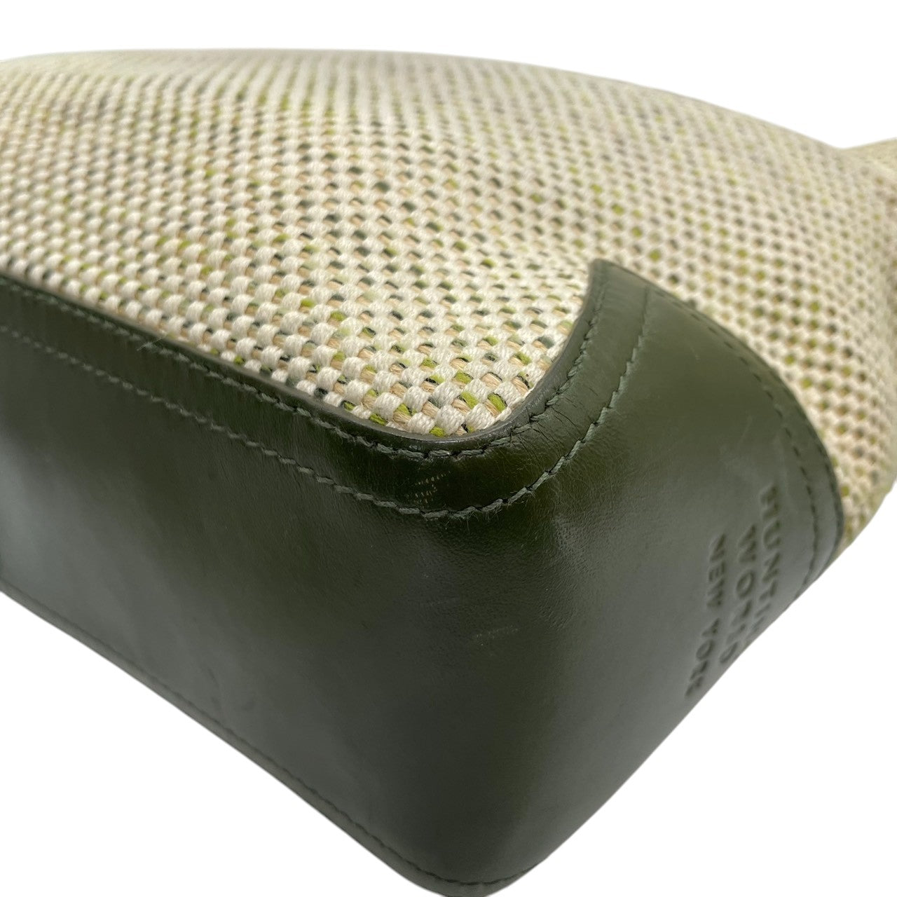 ハンティングワールド ヴィンテージ クラシック エレガント ドレスショルダーバッグ 斜め掛け可 グリーン キャンバス レザー ゴールド金具 大容量 ワンショルダー 上品 高級 人気 定番 旅行 U11