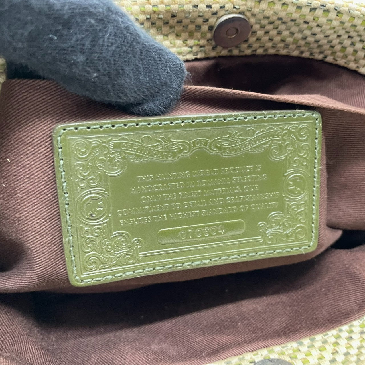 ハンティングワールド ヴィンテージ クラシック エレガント ドレスショルダーバッグ 斜め掛け可 グリーン キャンバス レザー ゴールド金具 大容量 ワンショルダー 上品 高級 人気 定番 旅行 U11