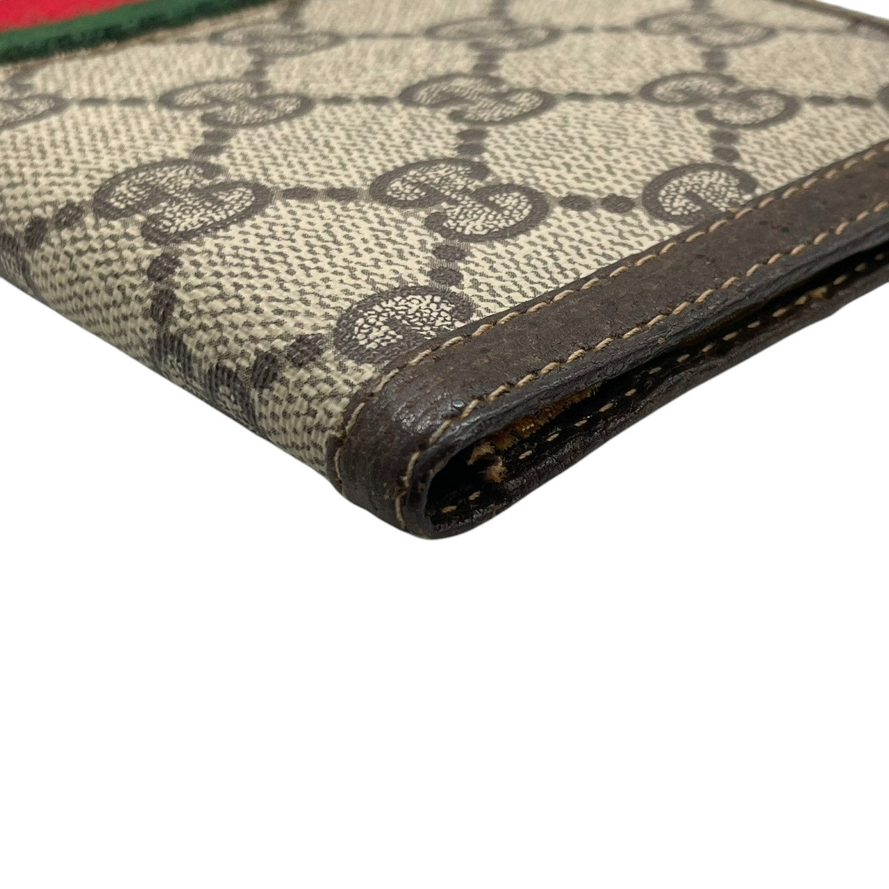 希少 オールドグッチ GUCCI 長財布 札入れ 二つ折り シェリーライン GGスプリーム PVC レザー 茶 ベージュ ヴィンテージ クレストロゴ ゴールド金具 コーナー金具 薄型 スリム メンズ レディース 男女兼用 財布 イタリア製 w5