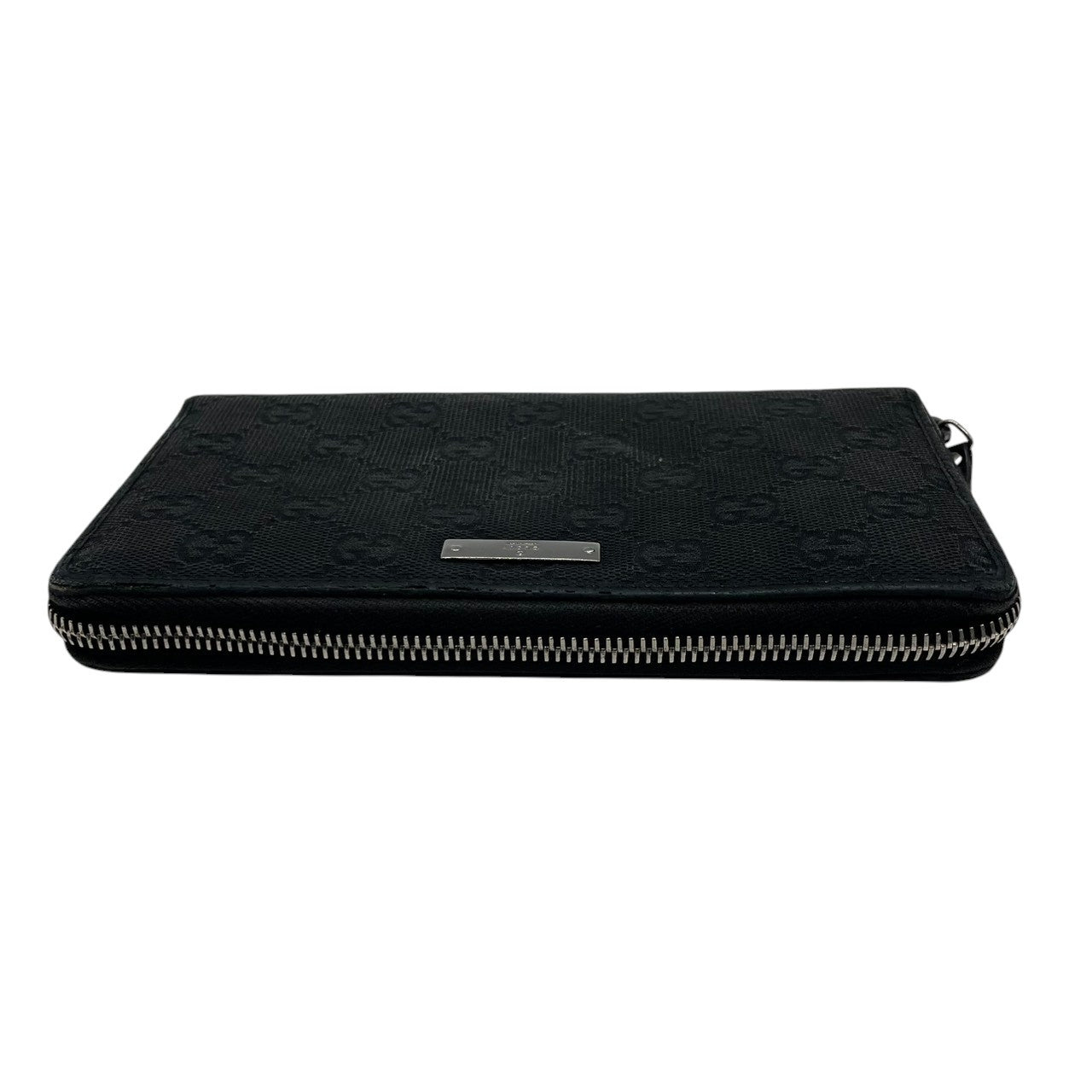 グッチ GUCCI 長財布 ラウンドファスナー ジップアラウンド GGキャンバス レザー 本革 ブラック 黒 ロゴプレート シルバー金具 大容量 収納力 ウォレット サイフ 定番 人気 メンズ レディース ユニセックス 男女兼用 イタリア製 鞄 かばん w5