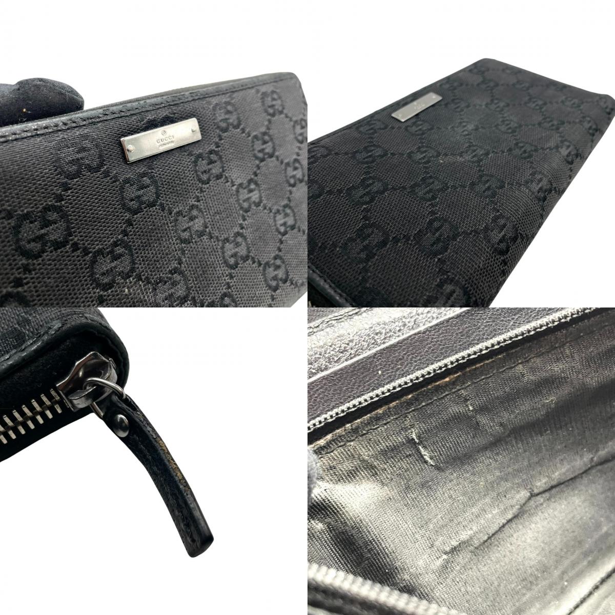 グッチ GUCCI 長財布 ラウンドファスナー ジップアラウンド GGキャンバス レザー 本革 ブラック 黒 ロゴプレート シルバー金具 大容量 収納力 ウォレット サイフ 定番 人気 メンズ レディース ユニセックス 男女兼用 イタリア製 鞄 かばん w5