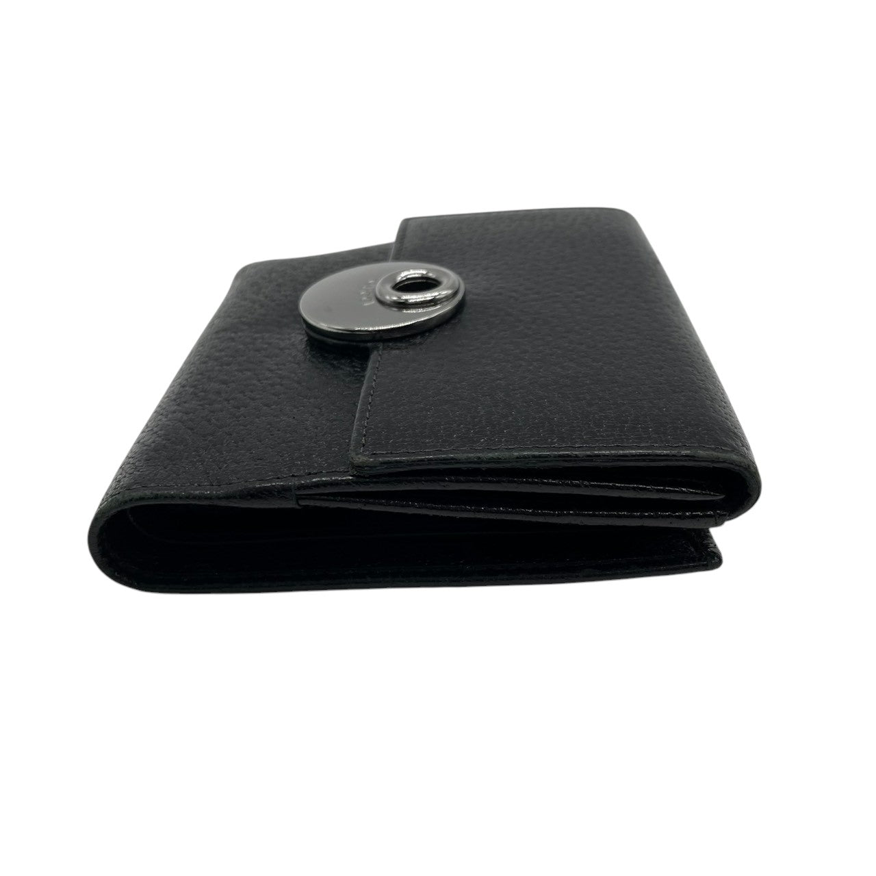 グッチ GUCCI エクリプス 三つ折り財布 Wホック コンパクトウォレット レザー 本革 ブラック 黒 サークルロゴ ロゴ金具 シルバー金具 120932 ヴィンテージ メンズ レディース ユニセックス 男女兼用 イタリア製 サイフ w5