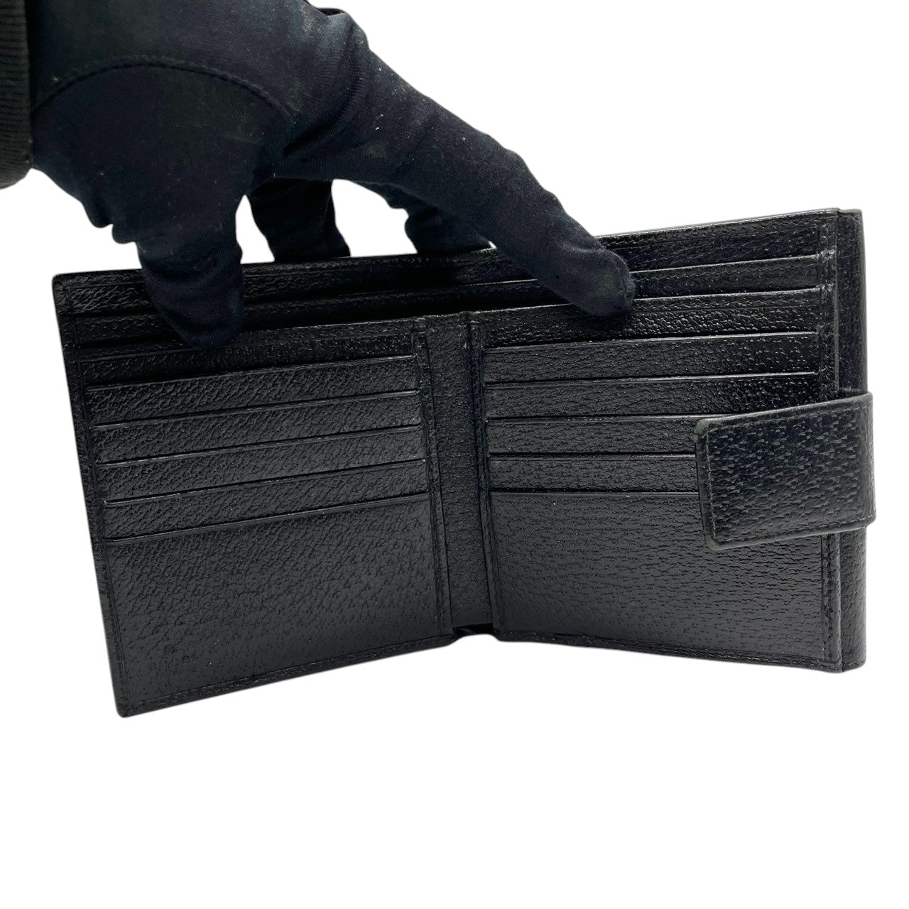 グッチ GUCCI エクリプス 三つ折り財布 Wホック コンパクトウォレット レザー 本革 ブラック 黒 サークルロゴ ロゴ金具 シルバー金具 120932 ヴィンテージ メンズ レディース ユニセックス 男女兼用 イタリア製 サイフ w5