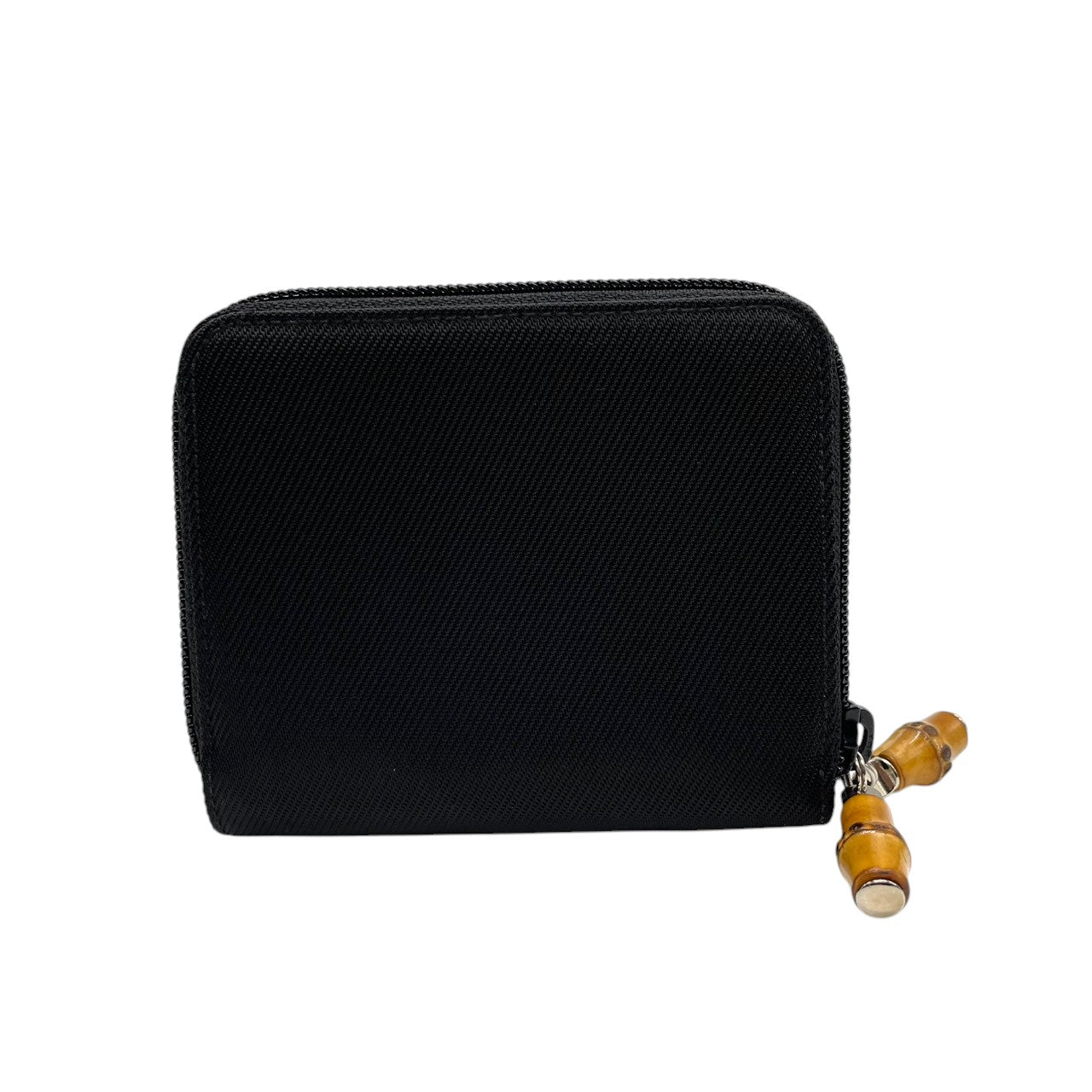 【美品】グッチ GUCCI バンブー ダブルファスナー コンパクトウォレット 二つ折り財布 ナイロン パテントレザー エナメル 黒 ブラック ラウンドジップ ミニ財布 コインケース 小銭入れ ヴィンテージ オールド イタリア製 レディース メンズ w5