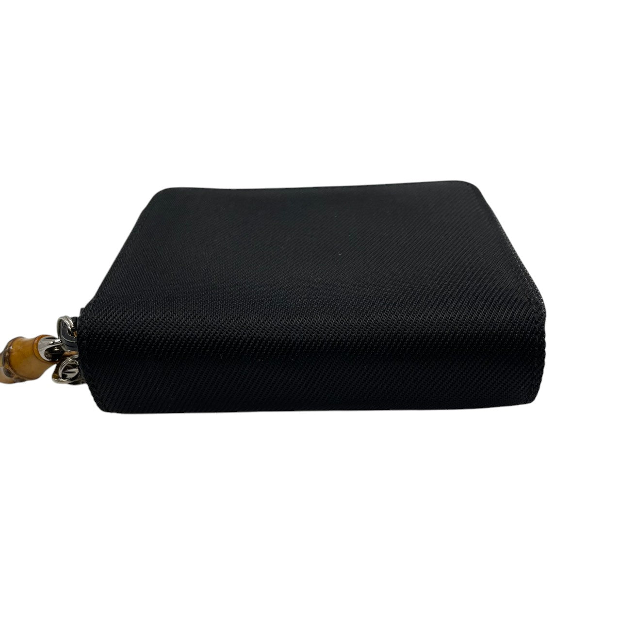 【美品】グッチ GUCCI バンブー ダブルファスナー コンパクトウォレット 二つ折り財布 ナイロン パテントレザー エナメル 黒 ブラック ラウンドジップ ミニ財布 コインケース 小銭入れ ヴィンテージ オールド イタリア製 レディース メンズ w5