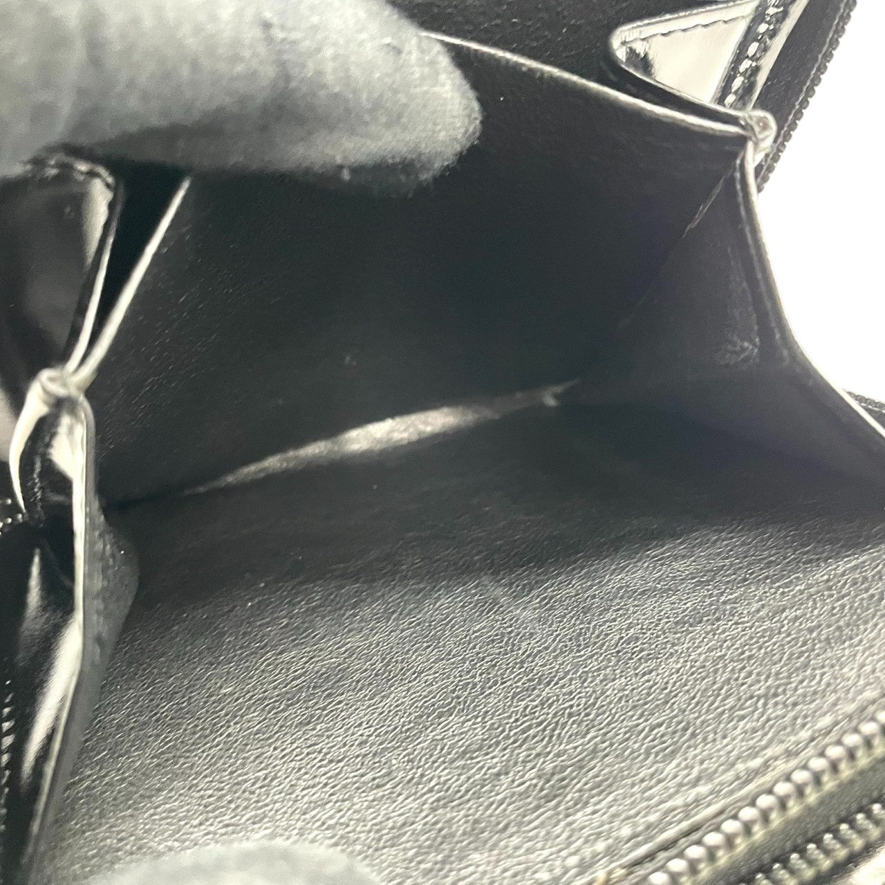 【美品】グッチ GUCCI バンブー ダブルファスナー コンパクトウォレット 二つ折り財布 ナイロン パテントレザー エナメル 黒 ブラック ラウンドジップ ミニ財布 コインケース 小銭入れ ヴィンテージ オールド イタリア製 レディース メンズ w5