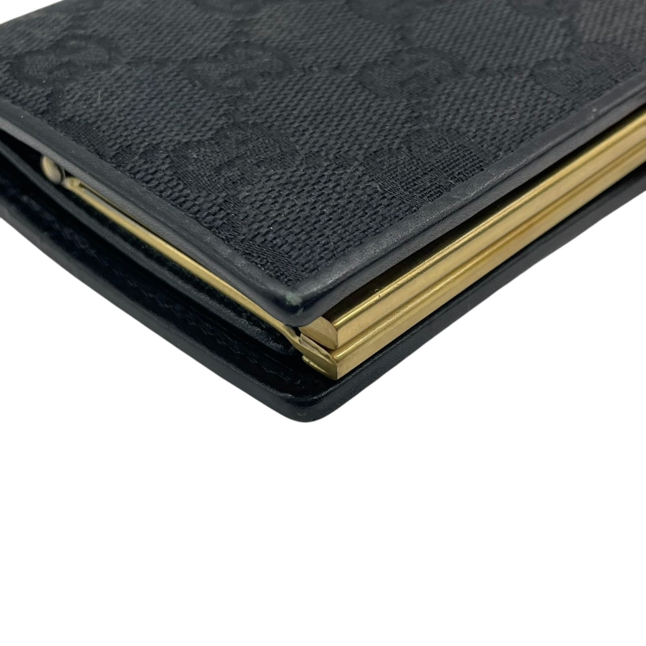 【美品】グッチ GUCCI 長財布 二つ折り がま口 ガマ口 GGキャンバス レザー 本革 ブラック 黒 ゴールド金具 Gロゴ ロング ウォレット レディース メンズ ユニセックス 男女兼用 スリム 薄型 ヴィンテージ レトロ クラシック オールドグッチ w5