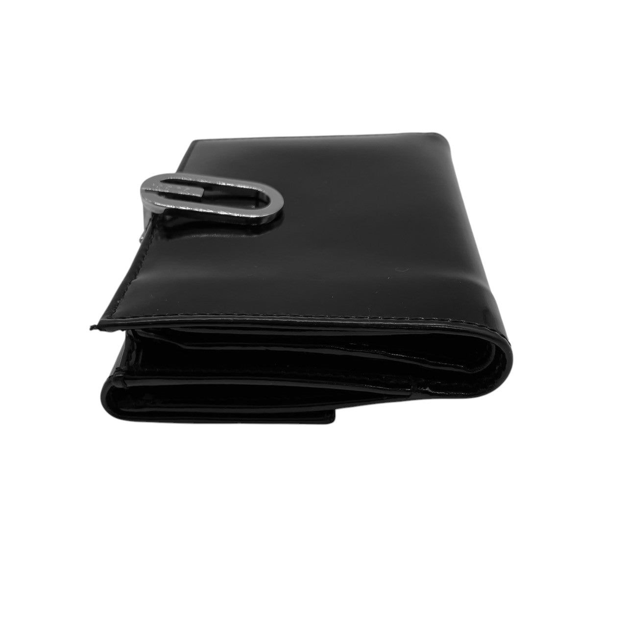 【美品】グッチ GUCCI 三つ折り財布 がま口 ガマ口 小銭入れ コンパクト パテントレザー エナメル ブラック 黒 シルバー金具 Gロゴ レディース メンズ ユニセックス 男女兼用 ヴィンテージ レトロ クラシック オールドグッチ イタリア製 w5