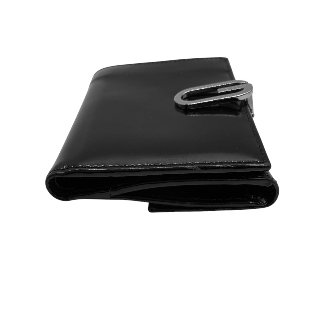 【美品】グッチ GUCCI 三つ折り財布 がま口 ガマ口 小銭入れ コンパクト パテントレザー エナメル ブラック 黒 シルバー金具 Gロゴ レディース メンズ ユニセックス 男女兼用 ヴィンテージ レトロ クラシック オールドグッチ イタリア製 w5