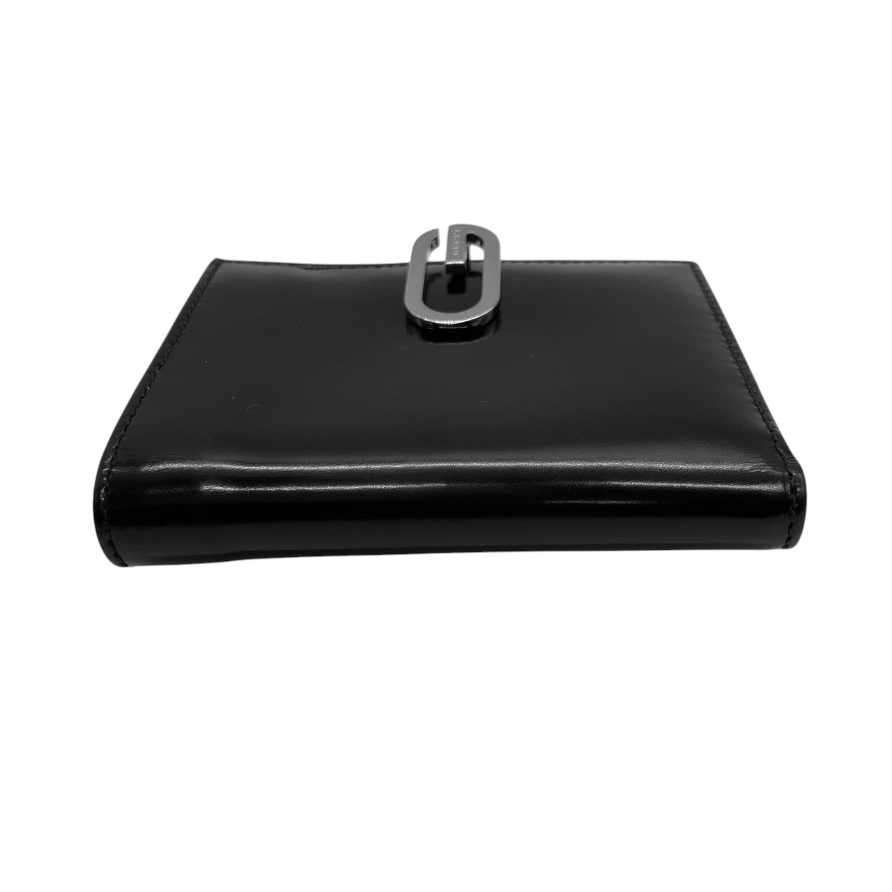 【美品】グッチ GUCCI 三つ折り財布 がま口 ガマ口 小銭入れ コンパクト パテントレザー エナメル ブラック 黒 シルバー金具 Gロゴ レディース メンズ ユニセックス 男女兼用 ヴィンテージ レトロ クラシック オールドグッチ イタリア製 w5