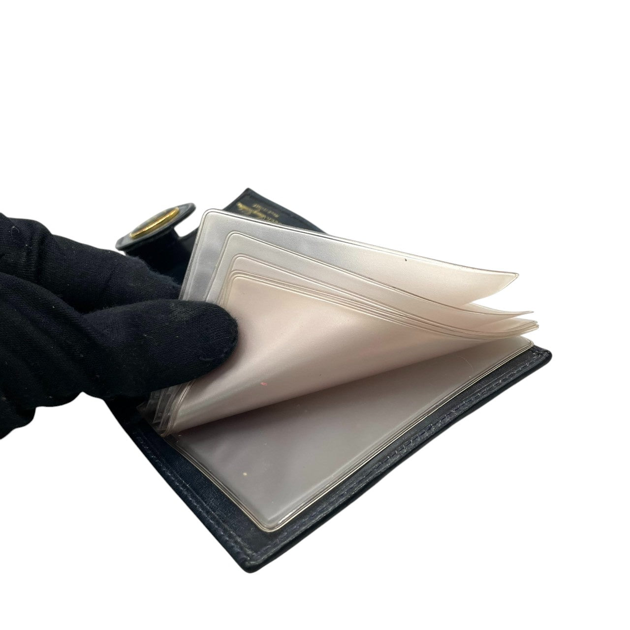 グッチ GUCCI カードケース 名刺入れ 二つ折り GGスプリーム シェリーライン インターロッキングG オールドグッチ PVC レザー ネイビー グレー ヴィンテージ レトロ クラシック メンズ レディース w5