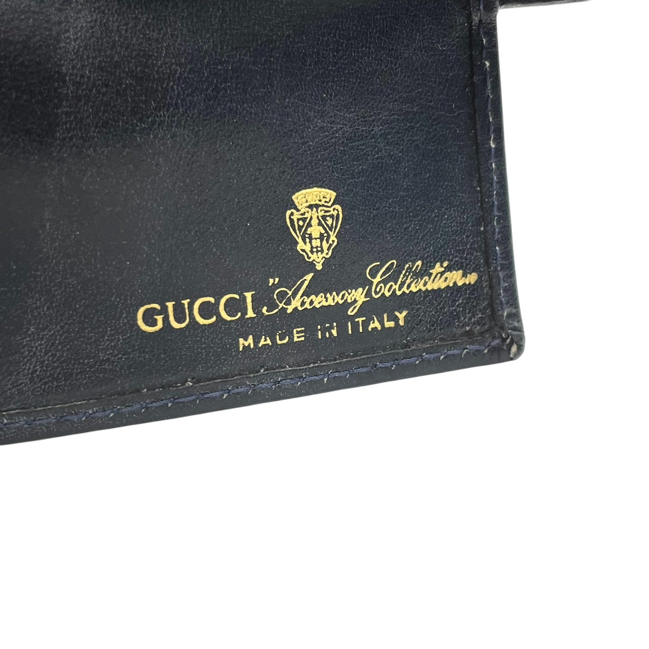 グッチ GUCCI カードケース 名刺入れ 二つ折り GGスプリーム シェリーライン インターロッキングG オールドグッチ PVC レザー ネイビー グレー ヴィンテージ レトロ クラシック メンズ レディース w5