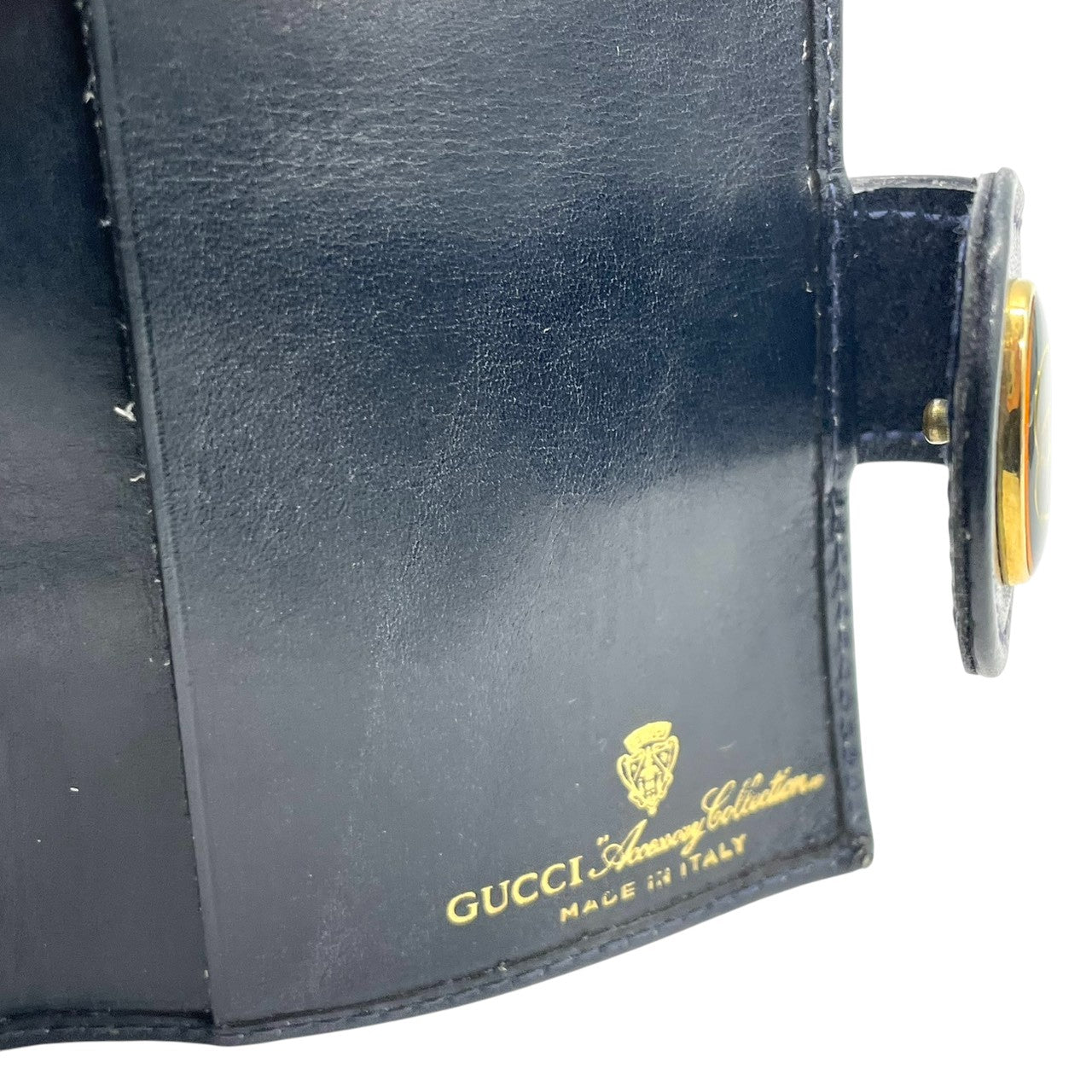 グッチ GUCCI カードケース 名刺入れ 二つ折り GGスプリーム シェリーライン インターロッキングG オールドグッチ PVC レザー ネイビー グレー ヴィンテージ レトロ クラシック メンズ レディース w5