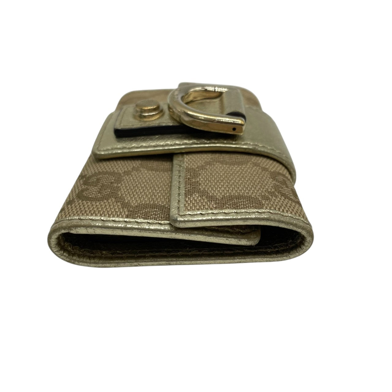 【美品】グッチ GUCCI キーケース 5連 GGキャンバス レザー アビー Dリング ベージュ ブラウン ゴールド メタリック レディース メンズ ユニセックス コンパクト ヴィンテージ レトロ クラシック w5