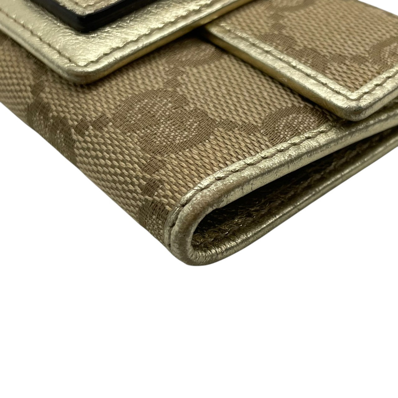 【美品】グッチ GUCCI キーケース 5連 GGキャンバス レザー アビー Dリング ベージュ ブラウン ゴールド メタリック レディース メンズ ユニセックス コンパクト ヴィンテージ レトロ クラシック w5