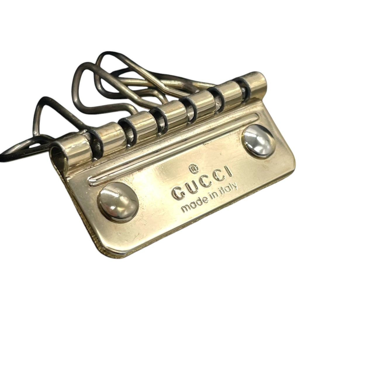 【美品】グッチ GUCCI キーケース 5連 GGキャンバス レザー アビー Dリング ベージュ ブラウン ゴールド メタリック レディース メンズ ユニセックス コンパクト ヴィンテージ レトロ クラシック w5