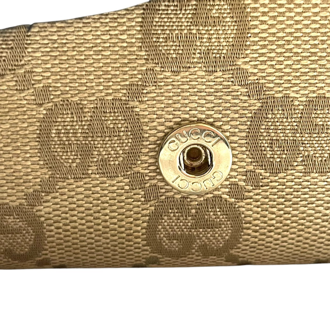 【美品】グッチ GUCCI キーケース 5連 GGキャンバス レザー アビー Dリング ベージュ ブラウン ゴールド メタリック レディース メンズ ユニセックス コンパクト ヴィンテージ レトロ クラシック w5