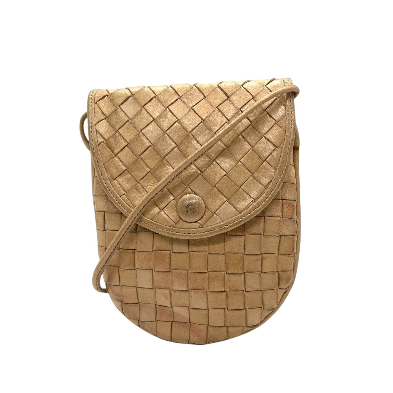 ボッテガヴェネタ BOTTEGA VENETA イントレチャート ショルダーバッグ ポシェット ミニバッグ レザー 本革 ベージュ キャメル 斜め掛け クロスボディ ヴィンテージ オールド レトロ スマホポーチ 鞄 カバン s23