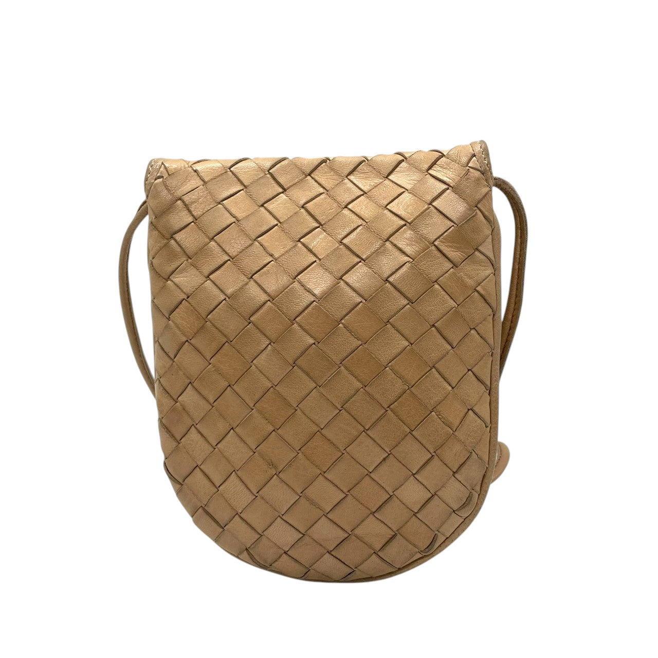 ボッテガヴェネタ BOTTEGA VENETA イントレチャート ショルダーバッグ ポシェット ミニバッグ レザー 本革 ベージュ キャメル 斜め掛け クロスボディ ヴィンテージ オールド レトロ スマホポーチ 鞄 カバン s23