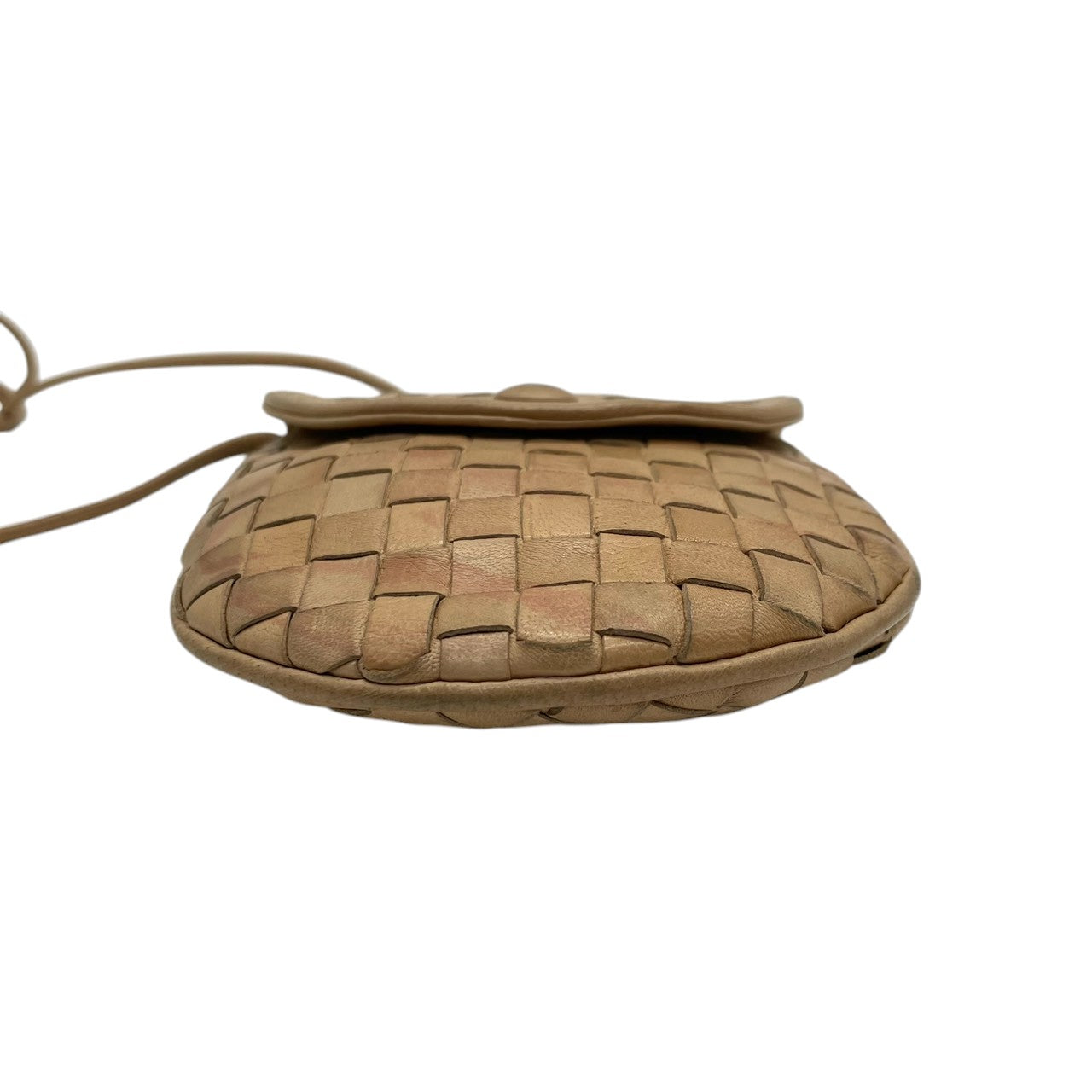 ボッテガヴェネタ BOTTEGA VENETA イントレチャート ショルダーバッグ ポシェット ミニバッグ レザー 本革 ベージュ キャメル 斜め掛け クロスボディ ヴィンテージ オールド レトロ スマホポーチ 鞄 カバン s23