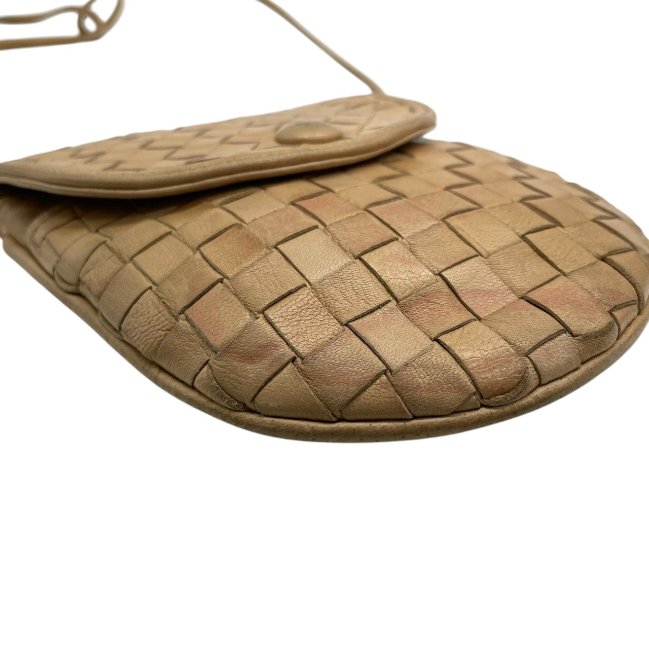 ボッテガヴェネタ BOTTEGA VENETA イントレチャート ショルダーバッグ ポシェット ミニバッグ レザー 本革 ベージュ キャメル 斜め掛け クロスボディ ヴィンテージ オールド レトロ スマホポーチ 鞄 カバン s23