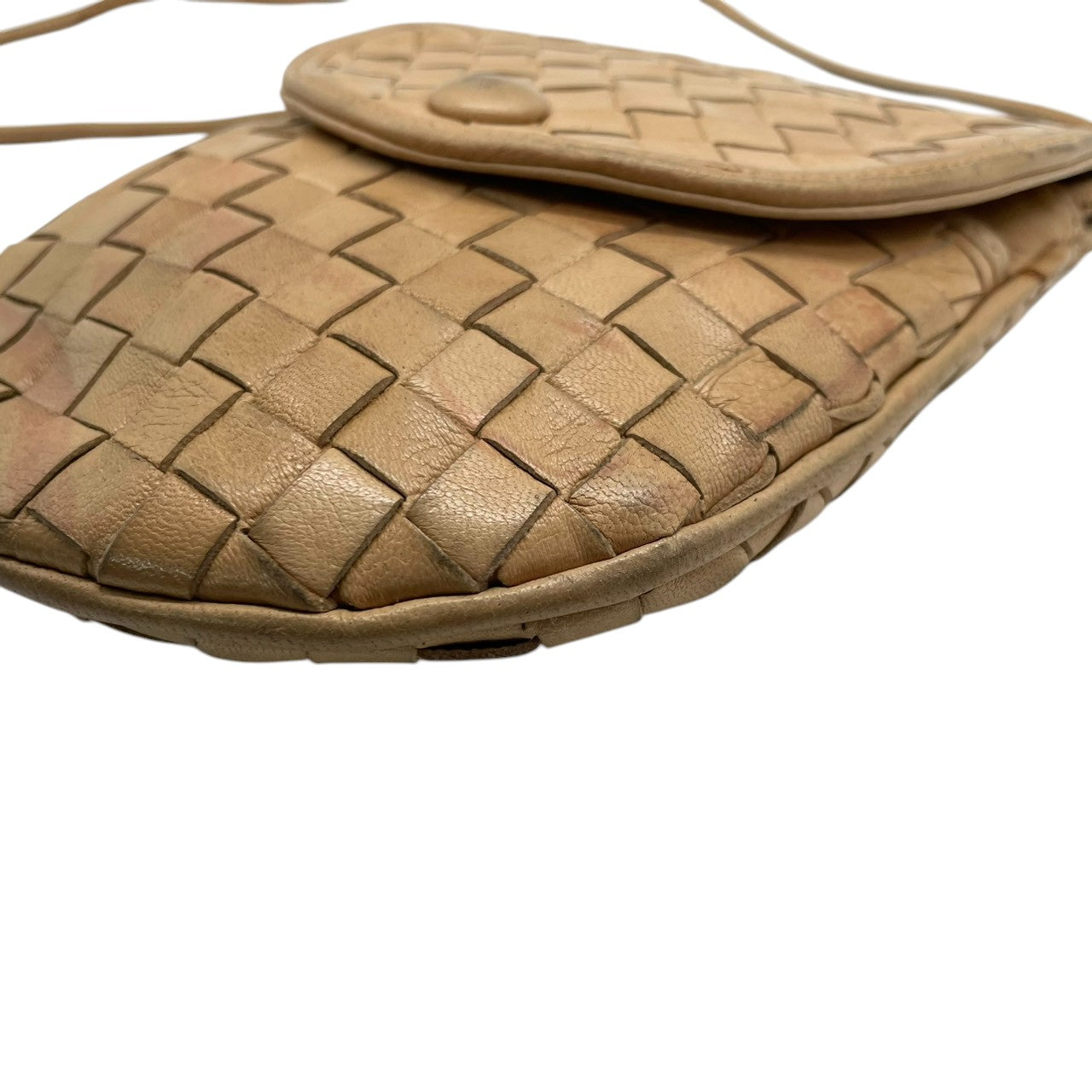 ボッテガヴェネタ BOTTEGA VENETA イントレチャート ショルダーバッグ ポシェット ミニバッグ レザー 本革 ベージュ キャメル 斜め掛け クロスボディ ヴィンテージ オールド レトロ スマホポーチ 鞄 カバン s23