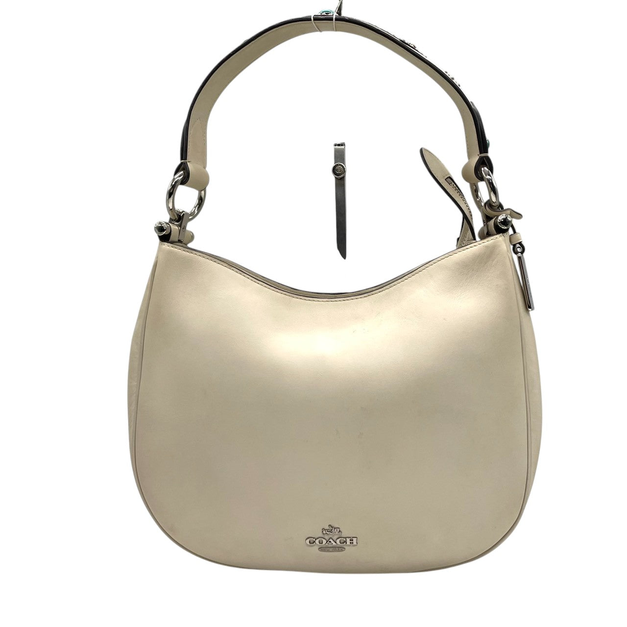 【美品】コーチ COACH チェルシー ホーボー 2WAY ショルダーバッグ 斜め掛け ワンショルダー ペブルドレザー 本革 アイボリー 白 シルバー金具 57119 シンプル 上品 エレガント レディース 鞄 カバン 通勤 通学 s91