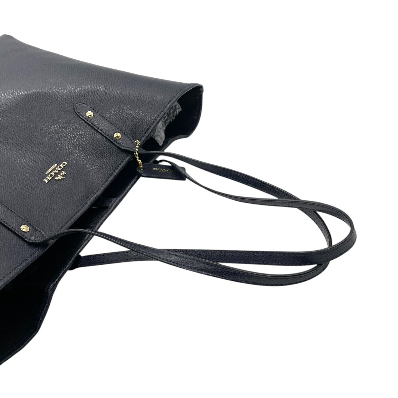 【美品】コーチ COACH シティ トートバッグ ショルダーバッグ 肩掛け ワンショルダー A4収納可 大容量 レザー 本革 クロスグレインレザー ネイビー 紺 ミッドナイト ゴールド金具 通勤 通学 ビジネス レディース 鞄 カバン E5