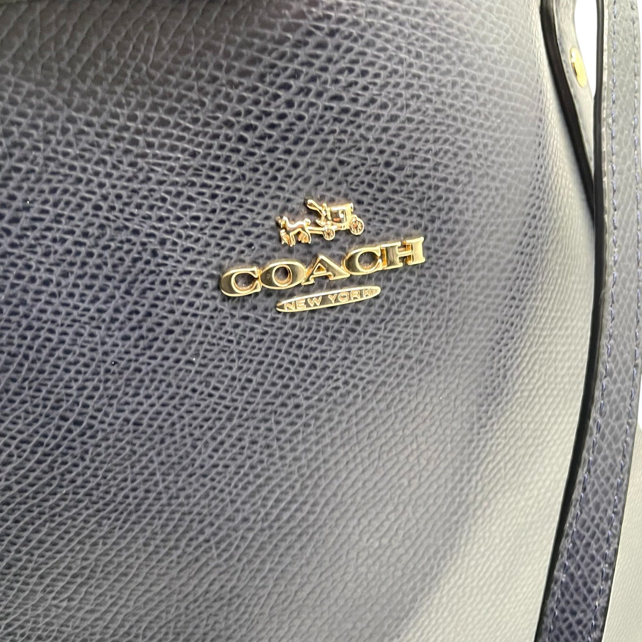 【美品】コーチ COACH シティ トートバッグ ショルダーバッグ 肩掛け ワンショルダー A4収納可 大容量 レザー 本革 クロスグレインレザー ネイビー 紺 ミッドナイト ゴールド金具 通勤 通学 ビジネス レディース 鞄 カバン E5