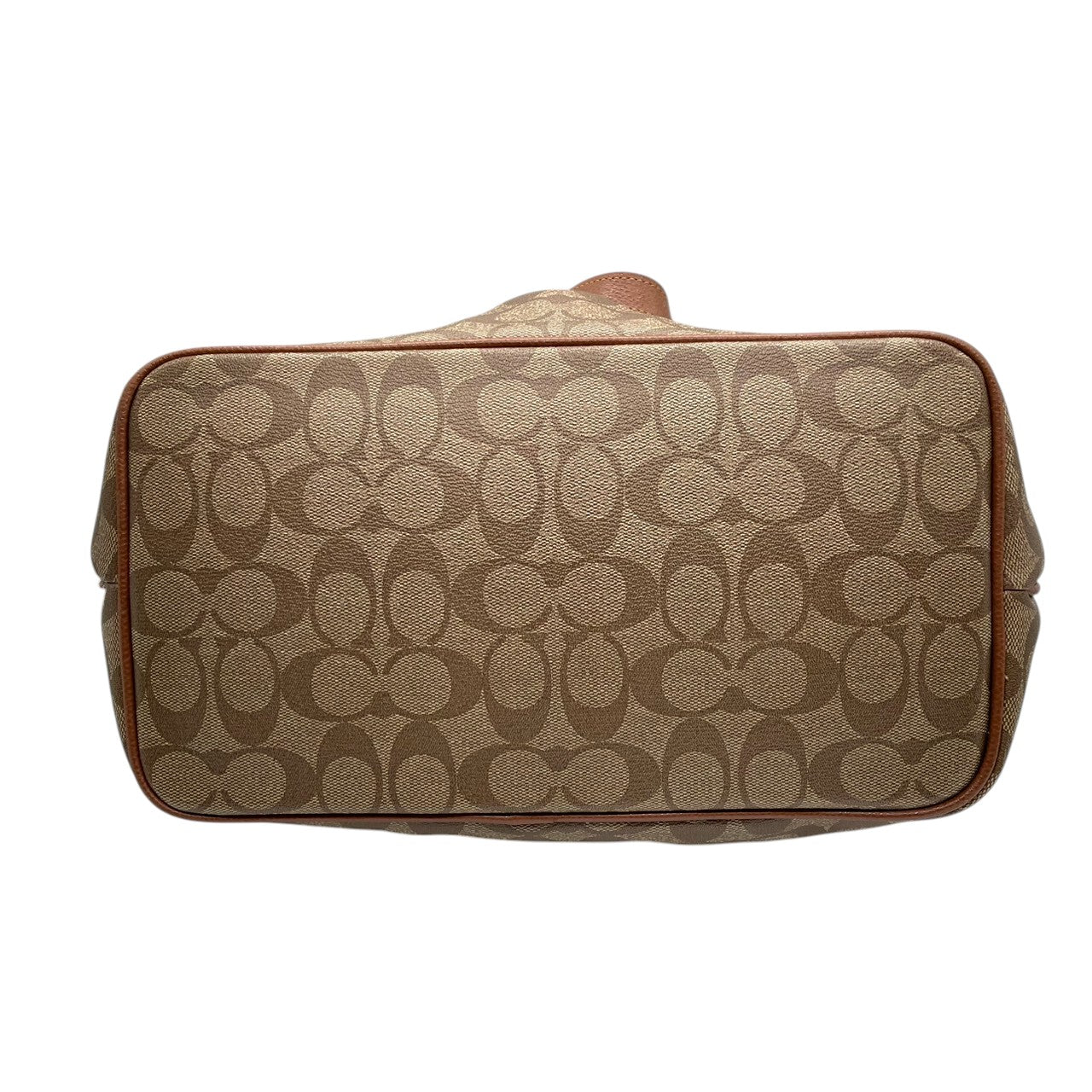 【未使用級】コーチ COACH シグネチャー 2WAY トートバッグ ショルダーバッグ 斜め掛け PVC レザー ブラウン 茶色 ゴールド金具 34614 A4収納可 大容量 ギャザー プリーツ 軽量 通勤 通学 ビジネス レディース 鞄 カバン E5