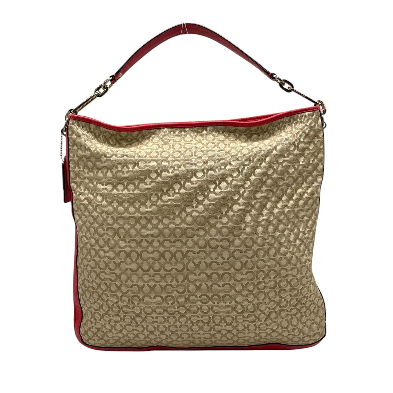 【美品】コーチ COACH マディソン ニードルポイント オプアート 2WAY ショルダーバッグ ハンドバッグ 斜め掛け キャンバス レザー ベージュ 赤 レッド 27904 A4収納可 軽量 カジュアル レディース 鞄 カバン E5