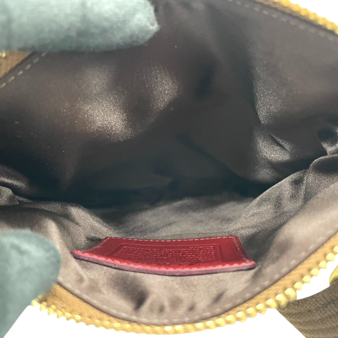 【美品】コーチ COACH クリスティン シグネチャー スウィングパック ショルダーバッグ 斜め掛け ポシェット キャンバス レザー ブラウン レッド 赤 ターンロック 軽量 薄型 旅行 サブバッグ レディース 鞄 カバン E5